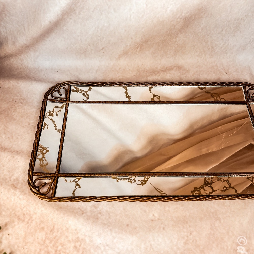 Gilded Twisted Metal Mirror Tray - Picture 3 of 9